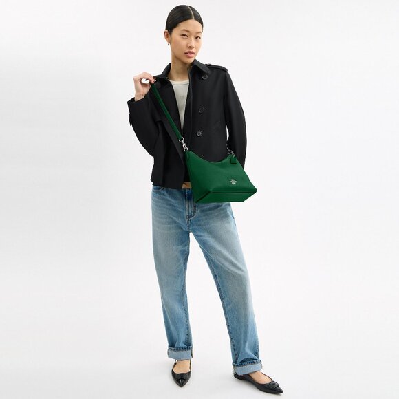 Coach Laurel Shoulder Bag | Pebbled Leather/Silver/Shamrock - Picture 7 of 10